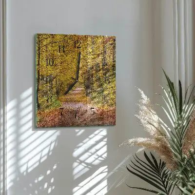 Hodiny na skle čtvercové Lesní cesta
