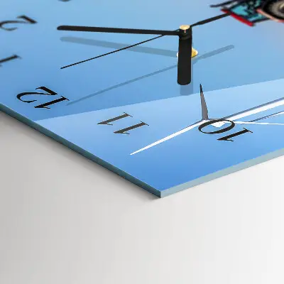 Čtvercové skleněné hodiny na zeď Traktorové pole