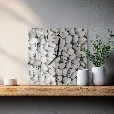 Čtvercové skleněné hodiny na zeď Kameny
