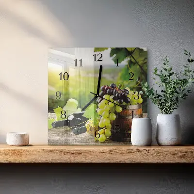Hodiny s fotkou skleněné čtvercové Hroznové víno
