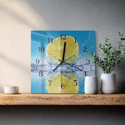Čtvercové skleněné hodiny na zeď Citrus