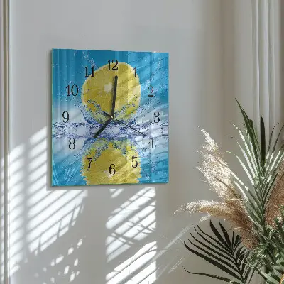 Čtvercové skleněné hodiny na zeď Citrus