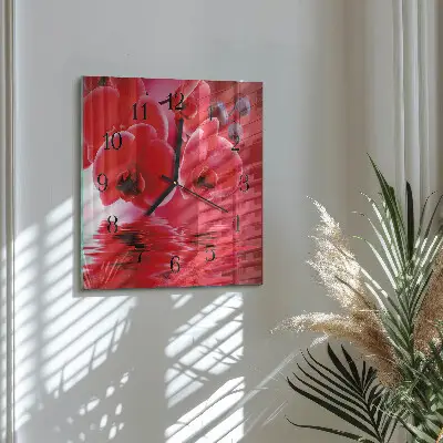 Nástěnné hodiny skleněné čtvercové Orchidej