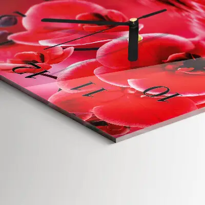Nástěnné hodiny skleněné čtvercové Orchidej