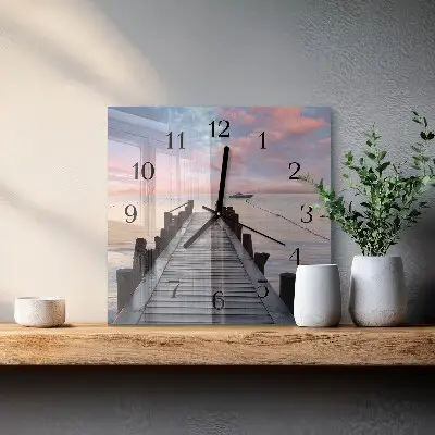 Čtvercové skleněné hodiny na zeď Most