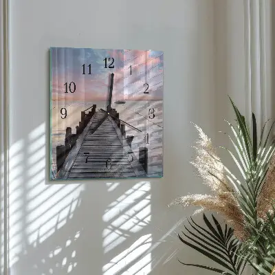 Čtvercové skleněné hodiny na zeď Most