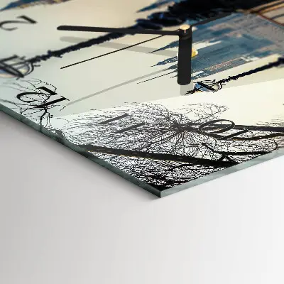Čtvercové skleněné hodiny na stěnu Lucerny