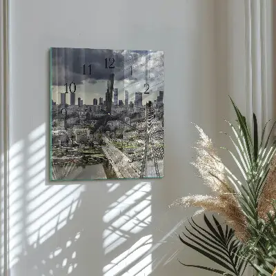 Hodiny s fotkou skleněné čtvercové Varšava