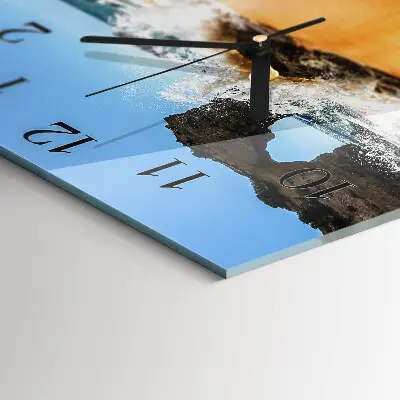 Čtvercové skleněné hodiny na zeď Pláž