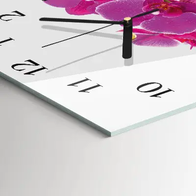 Hodiny s fotkou skleněné čtvercové Orchidej