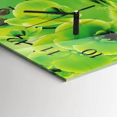 Nástěnné hodiny skleněné čtvercové Orchidej