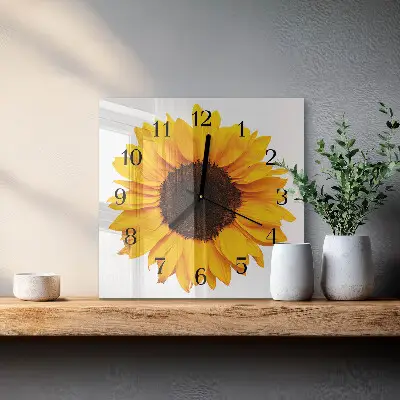 Hodiny s fotkou skleněné čtvercové Slunečnice