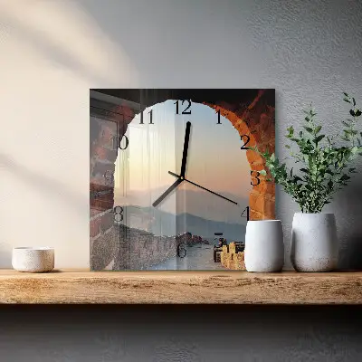 Hodiny na skle čtvercové Velká čínská zeď