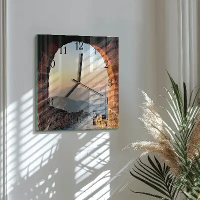 Hodiny na skle čtvercové Velká čínská zeď