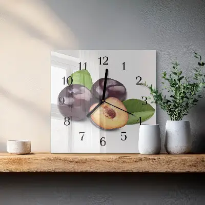Hodiny s fotkou skleněné čtvercové Švestky