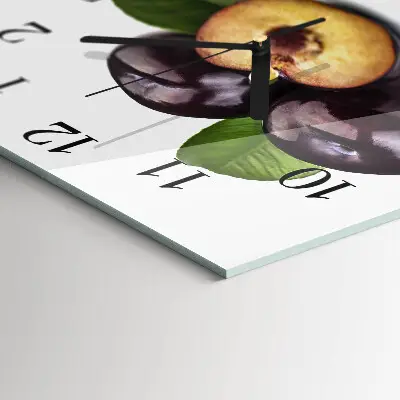 Hodiny s fotkou skleněné čtvercové Švestky