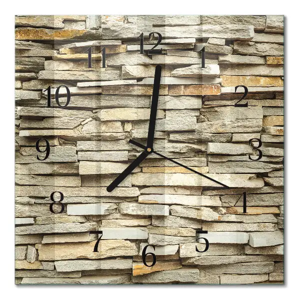 Čtvercové skleněné hodiny na stěnu Kameny