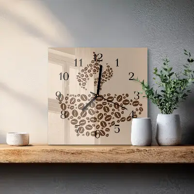 Hodiny s fotkou skleněné čtvercové Káva