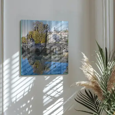 Hodiny na skle čtvercové Most