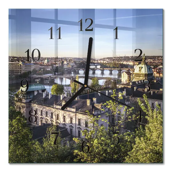 Hodiny na skle čtvercové Praha