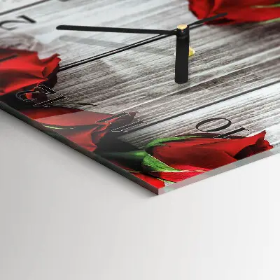 Čtvercové skleněné hodiny na stěnu Růžové tablety