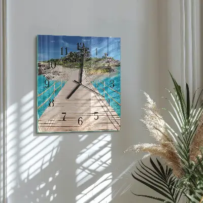 Hodiny na skle čtvercové Most na ostrově