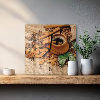 Hodiny s fotkou skleněné čtvercové Skořicové mandle