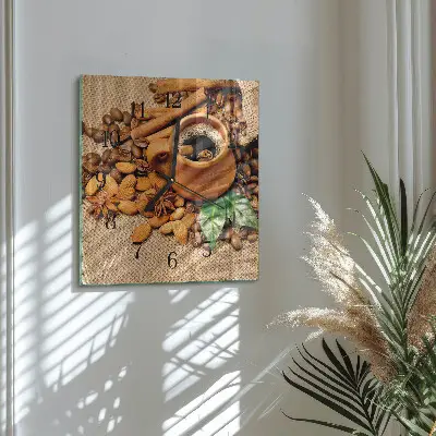 Hodiny s fotkou skleněné čtvercové Skořicové mandle