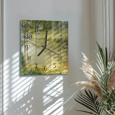 Hodiny s fotkou skleněné čtvercové Les
