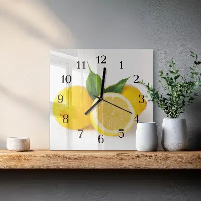 Nástěnné hodiny skleněné čtvercové Citrony
