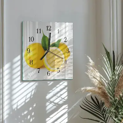Nástěnné hodiny skleněné čtvercové Citrony