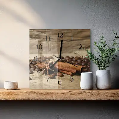 Nástěnné hodiny skleněné čtvercové Anýz skořice