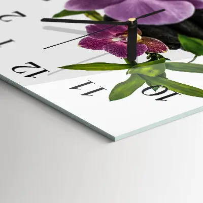 Nástěnné hodiny skleněné čtvercové Orchidej