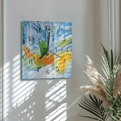Hodiny na skle čtvercové Citrusová rostlina