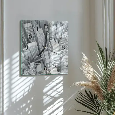 Nástěnné hodiny skleněné čtvercové Budovy