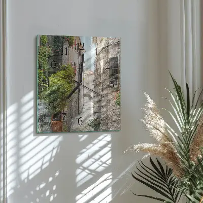 Čtvercové skleněné hodiny na stěnu Řecko