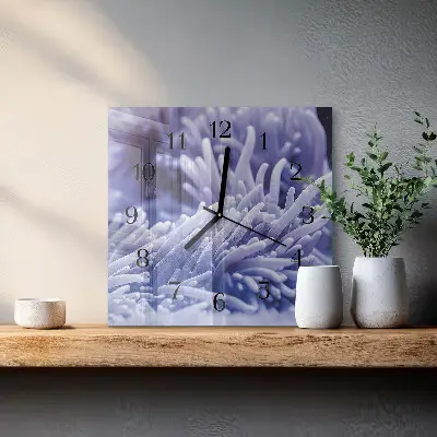 Čtvercové skleněné hodiny na zeď Sasanka