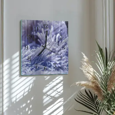 Čtvercové skleněné hodiny na zeď Sasanka