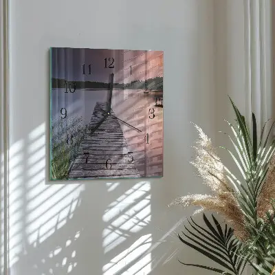 Nástěnné hodiny skleněné čtvercové Most