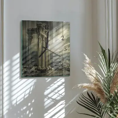 Nástěnné hodiny skleněné čtvercové Akropole