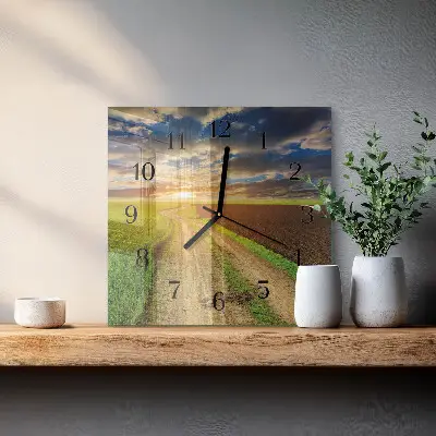 Nástěnné hodiny skleněné čtvercové Pole