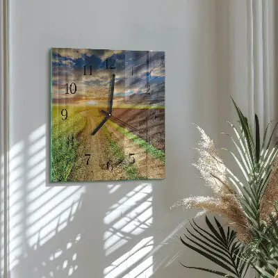 Nástěnné hodiny skleněné čtvercové Pole