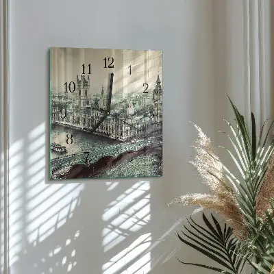 Nástěnné hodiny skleněné čtvercové Londýn