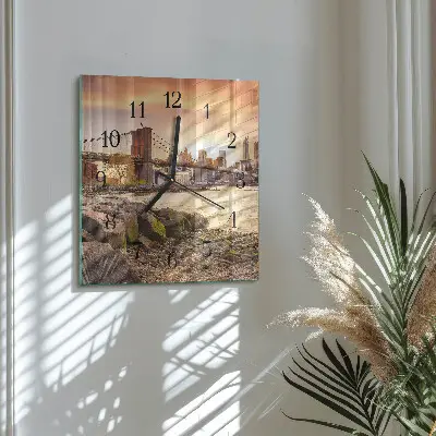 Hodiny s fotkou skleněné čtvercové Město mostů