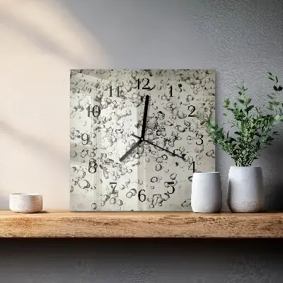 Hodiny s fotkou skleněné čtvercové Kapky