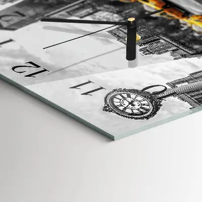 Čtvercové skleněné hodiny na zeď Taxi