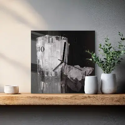 Nástěnné hodiny skleněné čtvercové Led