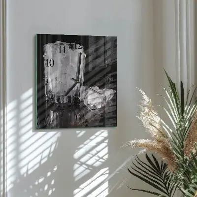 Nástěnné hodiny skleněné čtvercové Led