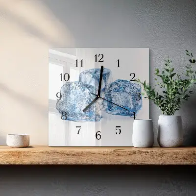 Čtvercové skleněné hodiny na zeď Led