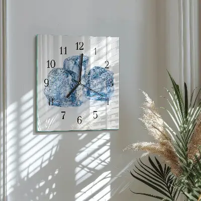Čtvercové skleněné hodiny na zeď Led